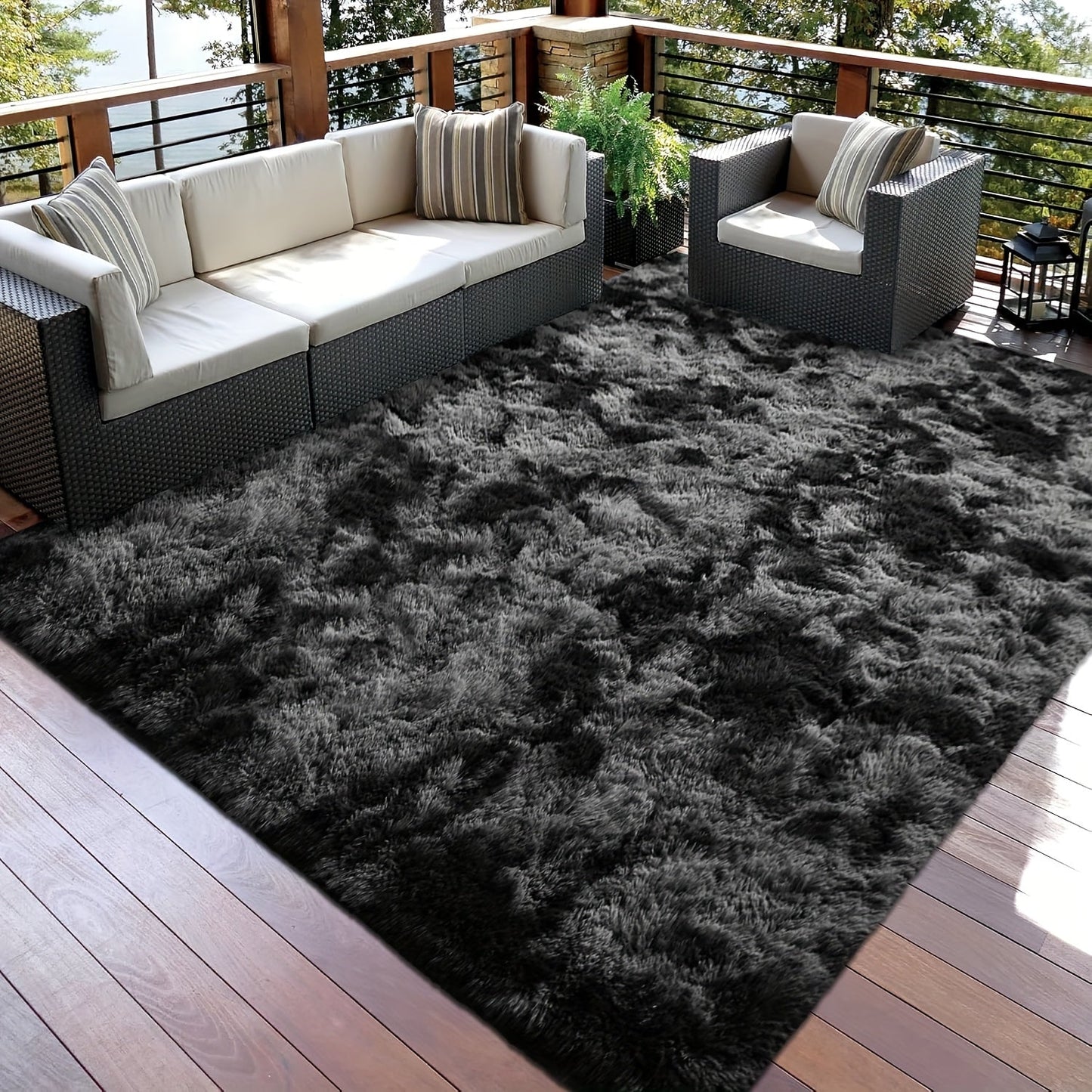 Area Rug Tie-Dye Shaggy Plush Design with Six Colors and Four Washable Sizes for Bedroom or Dorm