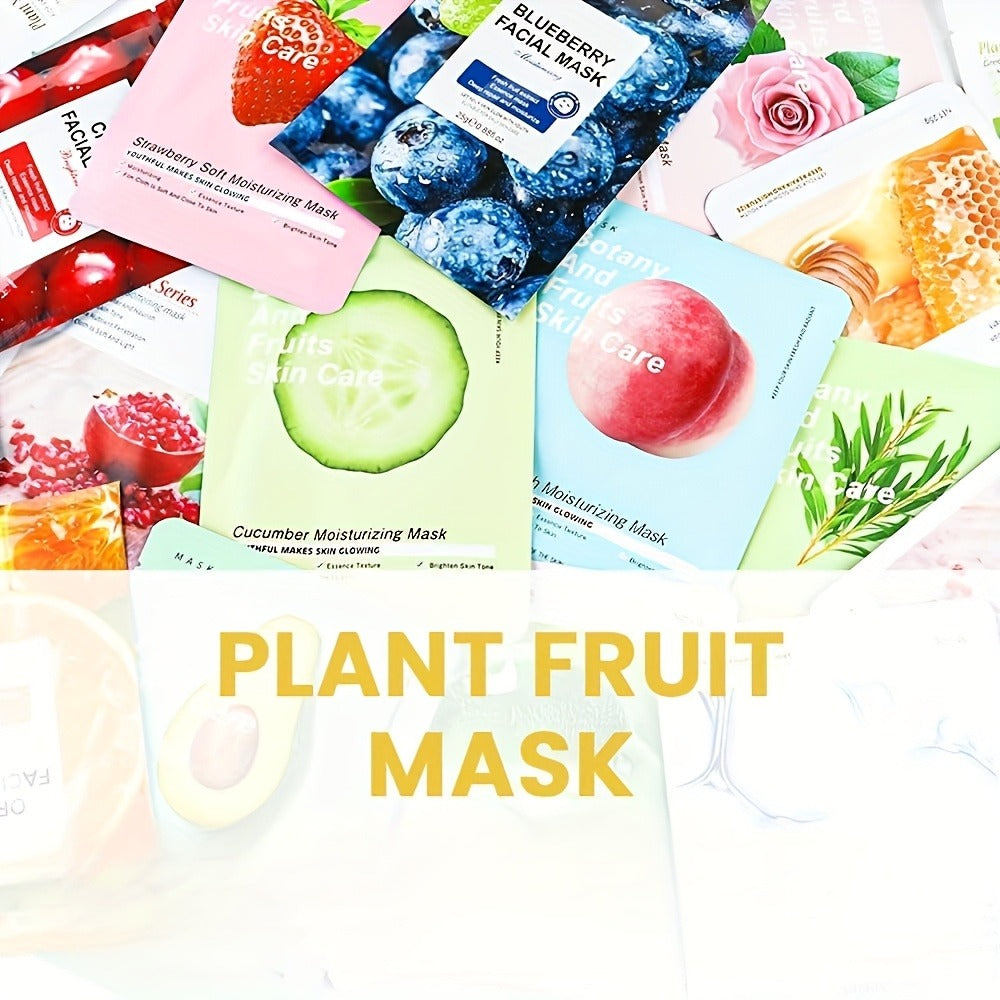 Ten-Piece SADOER Sheet Mask Assortment with Individually Packed Fruit and Rose Pouch Labels