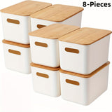8Pcs Storage with Wood Lids