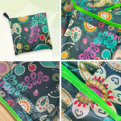 Reusable Foldable Shopping Tote Bag Set with Eight Assorted Printed Designs and Matching Zipper Pouches