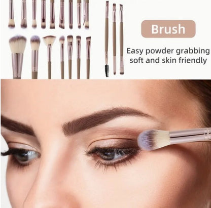 Makeup Brush Set, 56-Piece Polyester Bristle Collection with Wood Handles in Beige, Pink or Brown Color Options