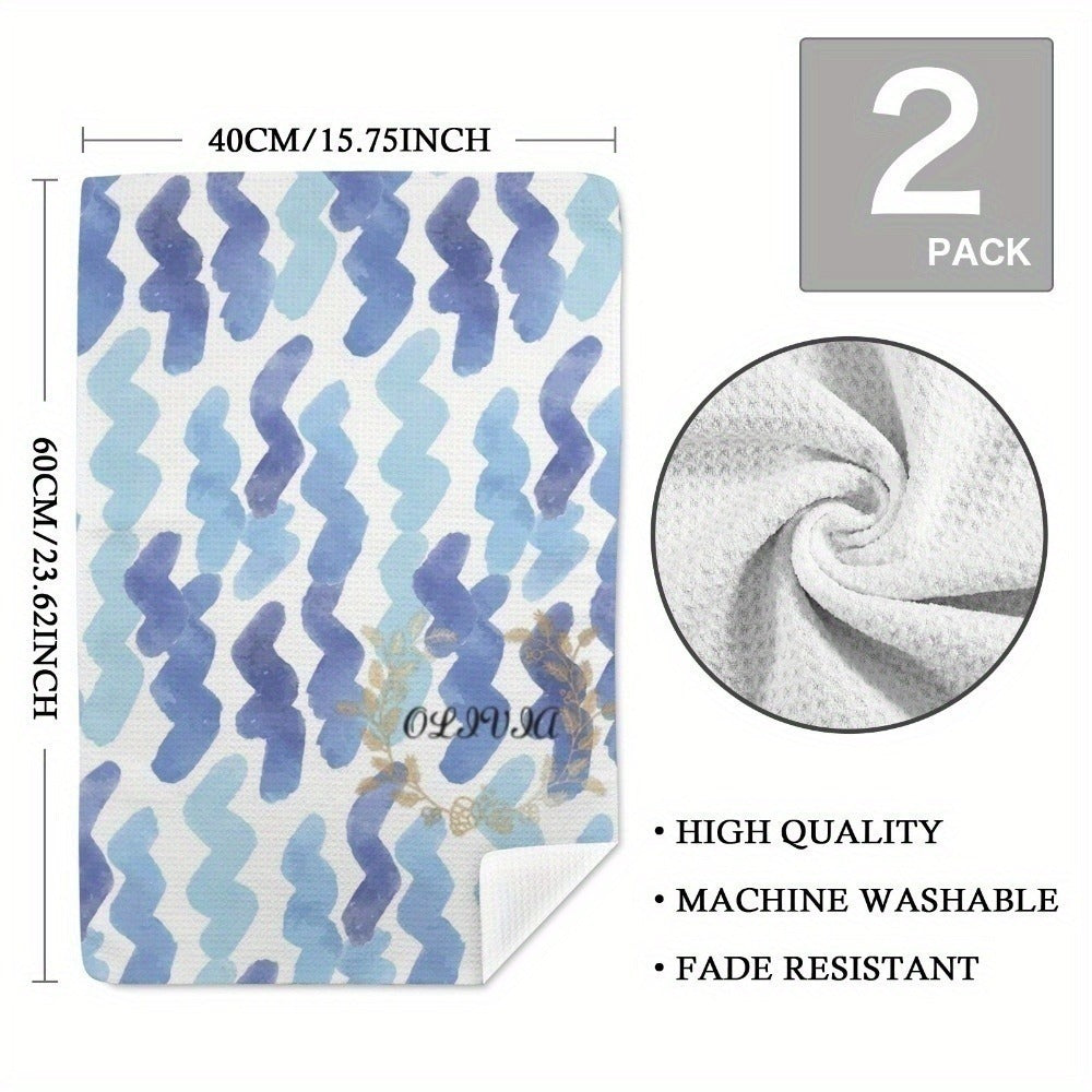 Two-Pack Gigi's Kitchen Towels, 23.6 x 15.7 Inches Each with White Utensil Print and 370GSM Label