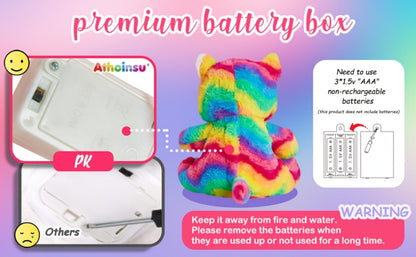Plush Toy – Rainbow Cat with Glowing Color Points and Music for Bright Interactive Display