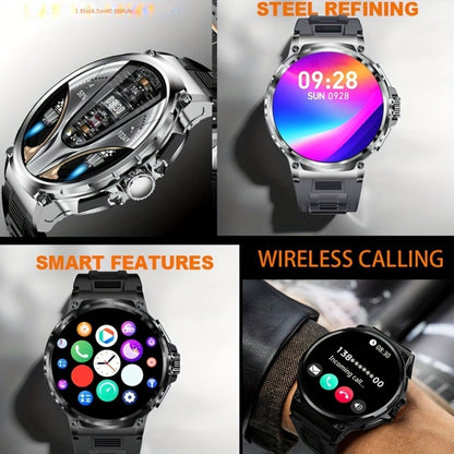 Smart Watch 1.85-Inch Round Display with 710mAh Battery, Wireless Calling and Silver or Black Band