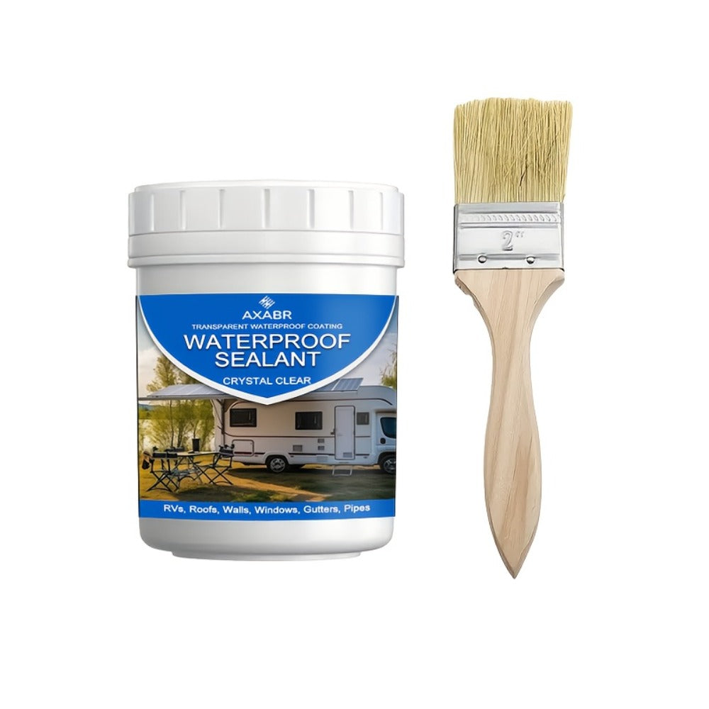 Fast-Drying Clear Waterproof Sealant 5.07oz - Quick-Dry Transparent Leak Repair Glue for RV, Boat, Roof, Pipe, Wall & Tile, Indoor & Outdoor, Includes Brush