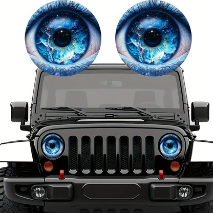3D Beast Eye Headlight Stickers – Funny Car Headlight Decals for Jeep Round Headlights, Truck Body, Bumper & Window Decoration, Reusable PVC Glossy Stickers (1 or 2 Pairs)