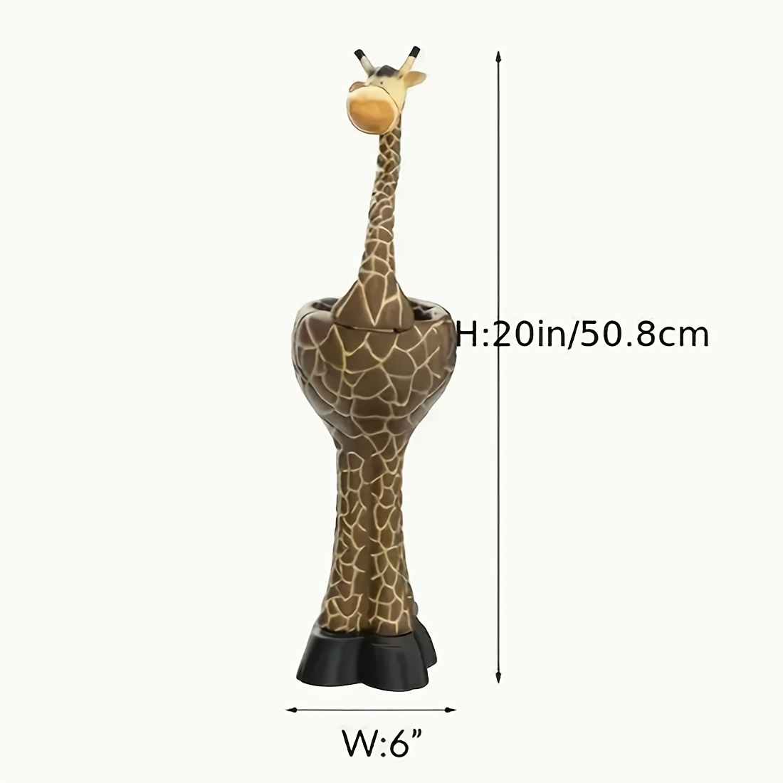 Giraffe-Shaped Decorative Planter with Pictured Long-Neck Body, Open Back Pot and Dark Base