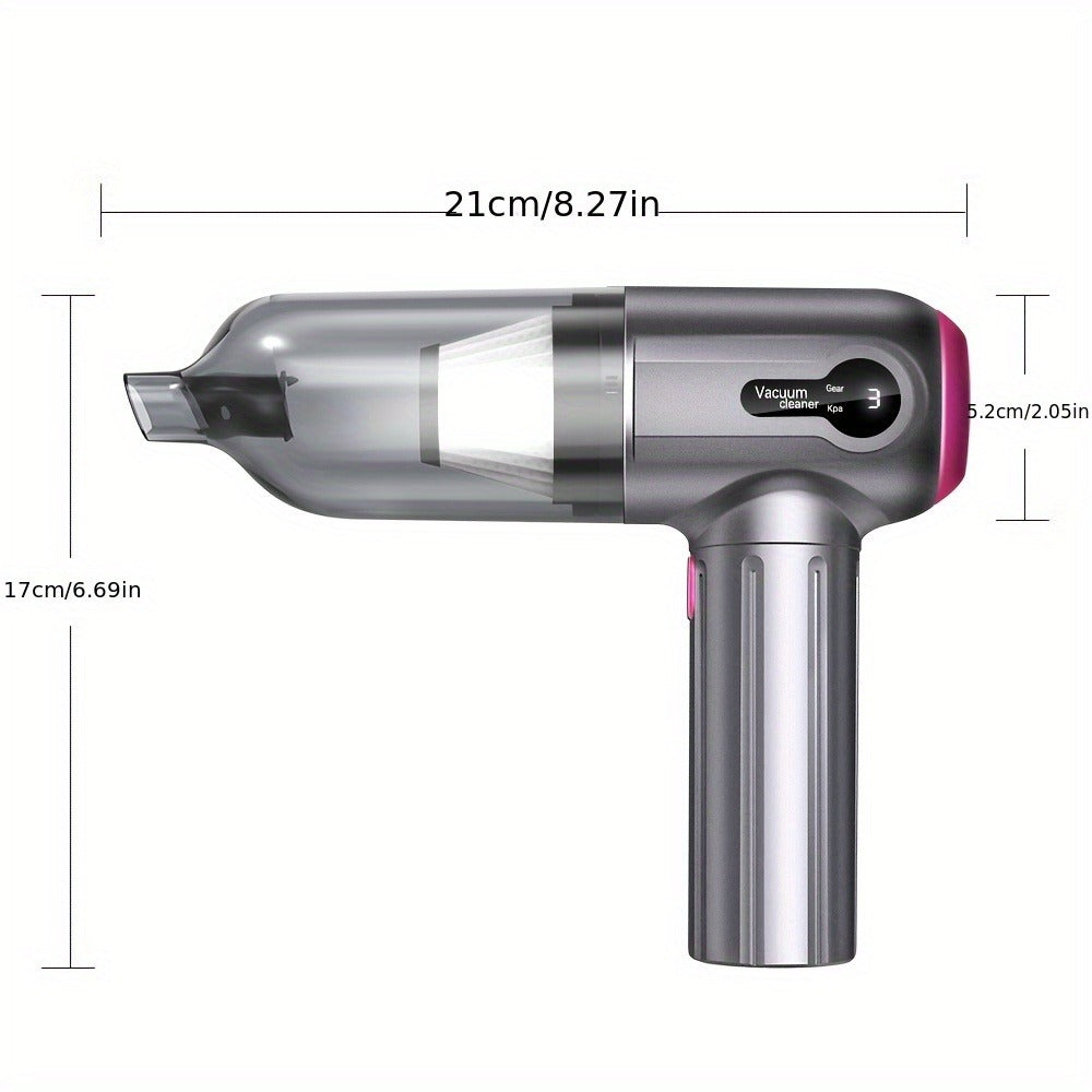 15,000Pa Cordless Handheld Vacuum Cleaner with Brushless Motor, Clear Dust Cup, Blower and Pump Heads