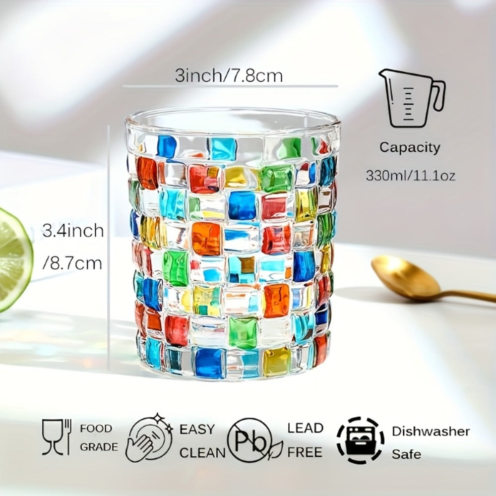 Color-Block Drinking Glass Set with Four Checkout Configurations, Two Heights and Two- or Four-Piece Packs