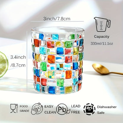 Color-Block Drinking Glass Set with Four Checkout Configurations, Two Heights and Two- or Four-Piece Packs