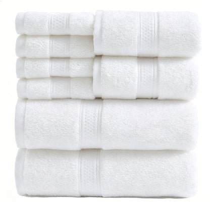Towel Set 8 or 16 Piece Thickened Bath, Hand and Washcloth Collection in Multiple Solid Colors