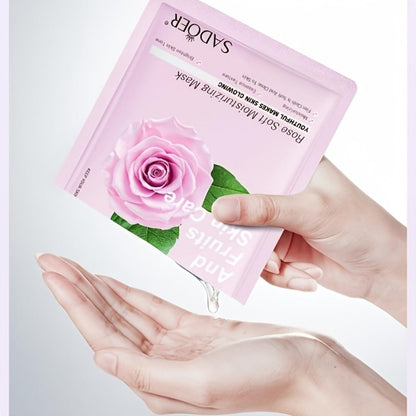 Ten-Piece SADOER Sheet Mask Assortment with Individually Packed Fruit and Rose Pouch Labels