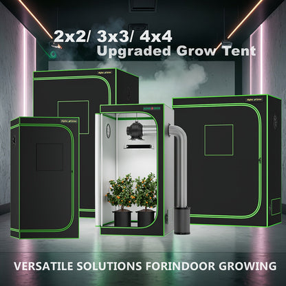 ALPHAGROW Grow Tent Greenhouse Portable 2X2/3X3/4X2/4X4 Ft High Reflective 1680D Mylar Canvas with Observation Window And Floor Tray for Hydroponic, Mushroom, Flower Indoor Plant Growing Home