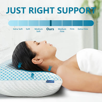 Memory Foam Bed Pillows King Size 2 Pack Hotel Quality Cooling Down Alternative Non-Collapsing Pillow Set Machine Washable Polyester Viscose Cover