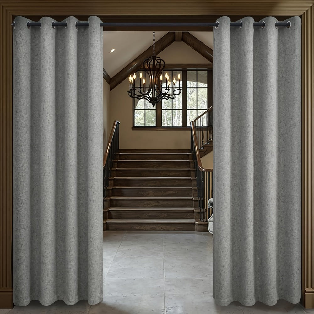 Two-Panel Linen-Textured Blackout Curtain Set in Six Colors with 52-Inch Width and Four Lengths