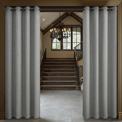 Two-Panel Linen-Textured Blackout Curtain Set in Six Colors with 52-Inch Width and Four Lengths