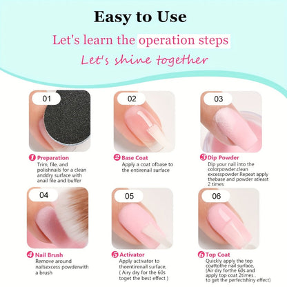 Dip Powder Nail Kit with NOCIS Label, Six 10g Thermal Color-Shift and Mixed Glitter Powder Jars