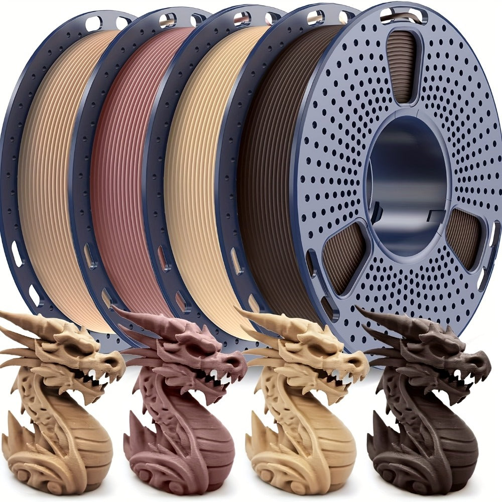 3D Printer Filament SUNLU Wood PLA 1.75mm Four-Roll Bundle with 250g Walnut, Logs, Cherry and Maple Spools
