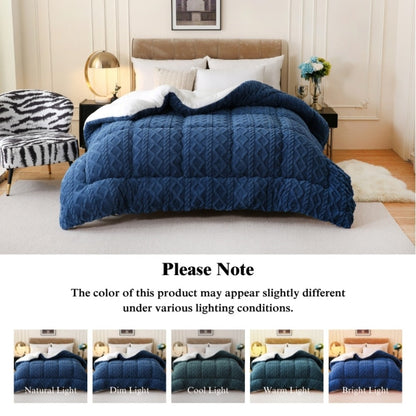 Double-Sided Plush Comforter with 400–450 GSM Pictured Weight, Four Colors and Twin XL to King Sizes