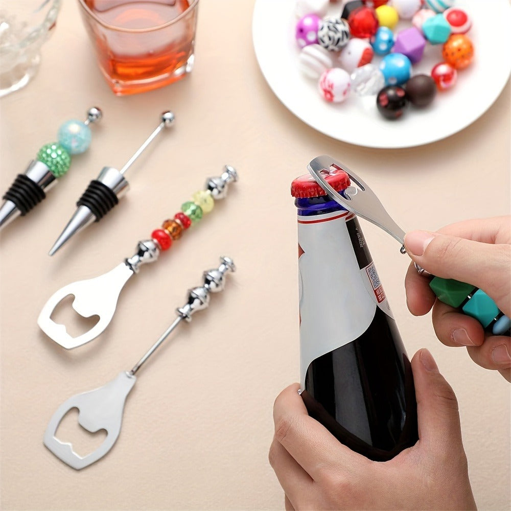 Beadable Bottle Opener and Wine Stopper Sets with Balanced 10- or 20-Piece Checkout Options