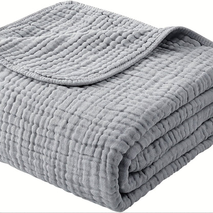 Morandi Cotton Muslin Blanket 6-Layer – Soft Gauze Throw for Couch & Bed, Lightweight Breathable All Season, Machine Washable, 6 Colors