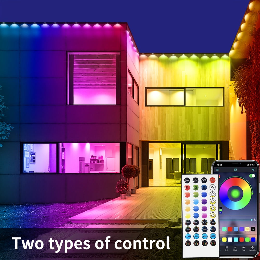 Permanent Outdoor Lights RGB Eave Light IP67 Waterproof | DIY Scene Mode Music Sync Color Changing | Outdoor Decoration Garden Party Holiday Lighting 50FT 100FT 200FT 300FT 400FT