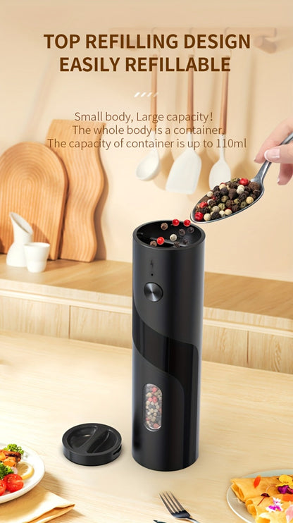 Electric Salt and Pepper Grinder Set with LED Light & Gravity Sensor – USB Rechargeable, Top-Fill, Large Capacity Automatic Spice Mill – 1 or 2 Pack Kitchen Gift Set