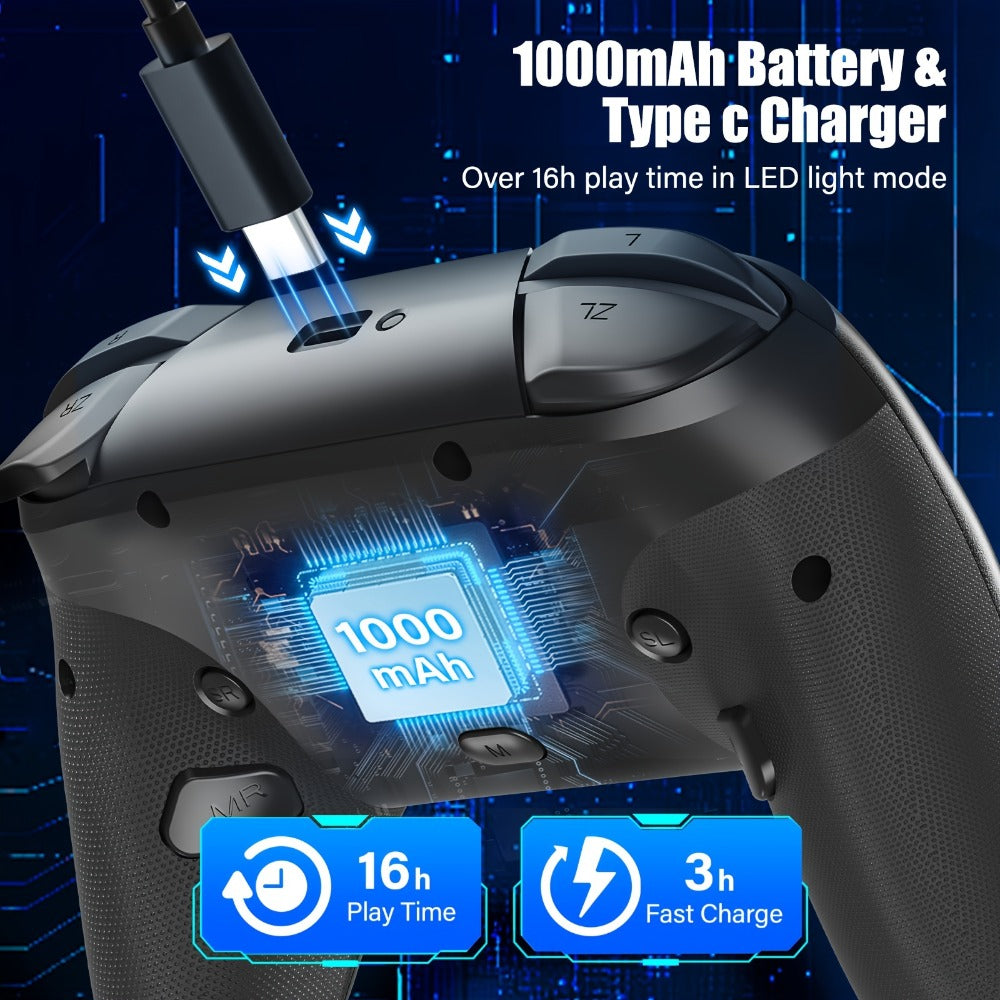 RGB Wireless Controller for Nintendo Switch Switch Lite Switch OLED PC iOS Android - Programmable Buttons LED Light Wired Wireless Dual Mode Gamepad, Best Gaming Gift