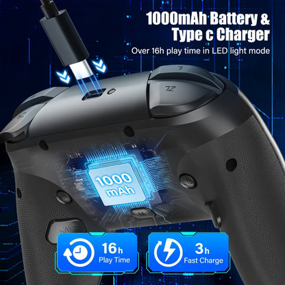RGB Wireless Controller for Nintendo Switch Switch Lite Switch OLED PC iOS Android - Programmable Buttons LED Light Wired Wireless Dual Mode Gamepad, Best Gaming Gift