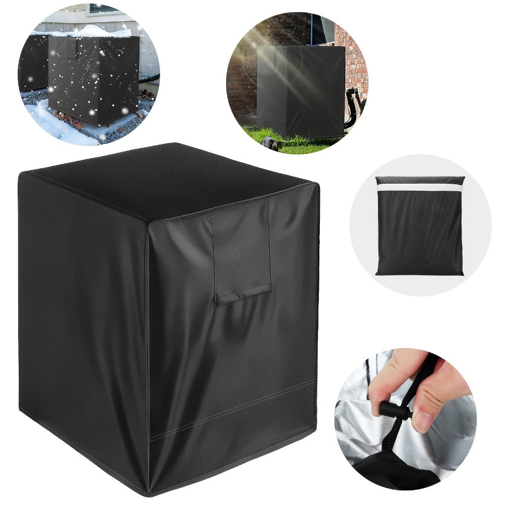 Outdoor AC Unit Cover 30x30x32 Inch Waterproof | Air Conditioner Protector with Drawstring Closure for Condenser & HVAC – All-Weather UV & Rain Shield, 210D Oxford Cloth, Black