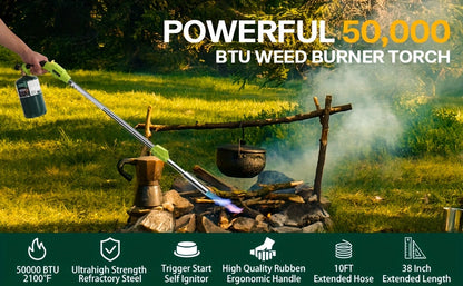 Propane Weed Torch | Flame Weeder Ice Melter Outdoor Roof Driveway