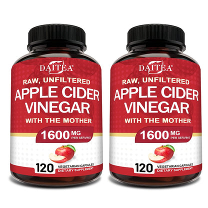 Apple Cider Vinegar Capsules 1600mg with Vitamin & Mineral Blend – Digestion, Weight Management & Energy Supplement 120 Capsules 60-Day Supply for Women & Men | 1, 2 or 3 Bottle Options