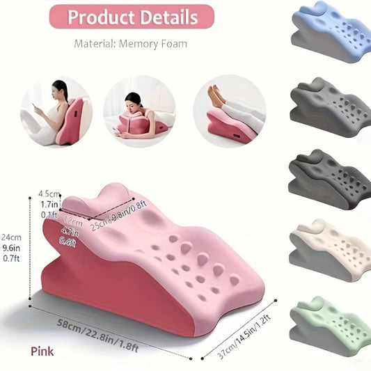 Bed Pillow Contoured Memory Foam Reading Cushion with Removable Washable Cover in Seven Colors