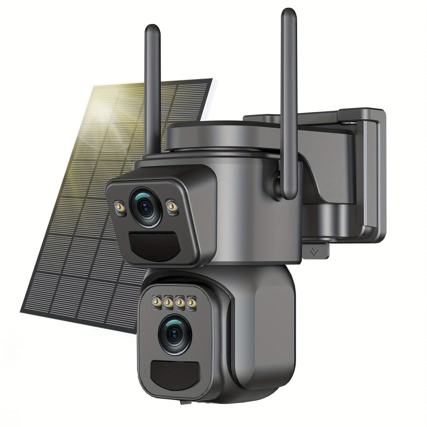 Solar Security Camera 2K WiFi Outdoor - 10x Optical Zoom, 360° Pan Tilt PTZ, IP66 Waterproof, Color Night Vision, Spotlight Alarm, Motion Detection, Two-Way Audio, No Wiring CCTV (QW8-WIFI)