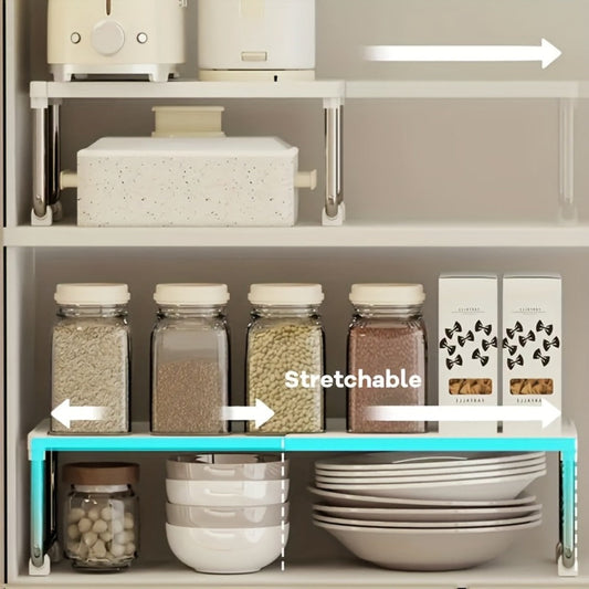 Desktop Storage Organizer Multi-Tier Expandable with Transparent Lid PP Stainless Steel Space-Saving Countertop Box for Kitchen Bathroom Cosmetics
