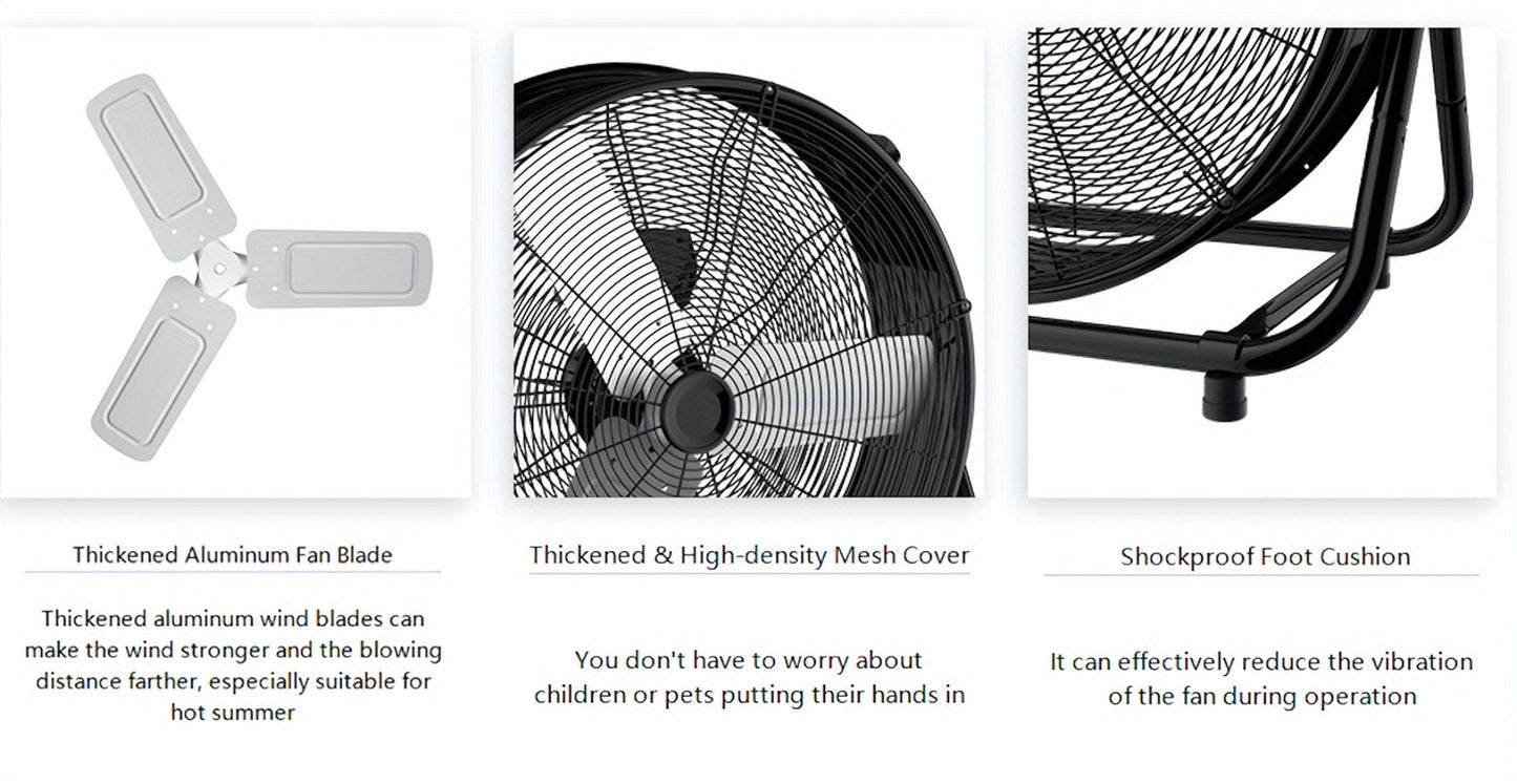 Industrial Drum Floor Fan with Three Speeds, Tilt Frame and 24- or 30-Inch Black, Orange, Green or Yellow Options