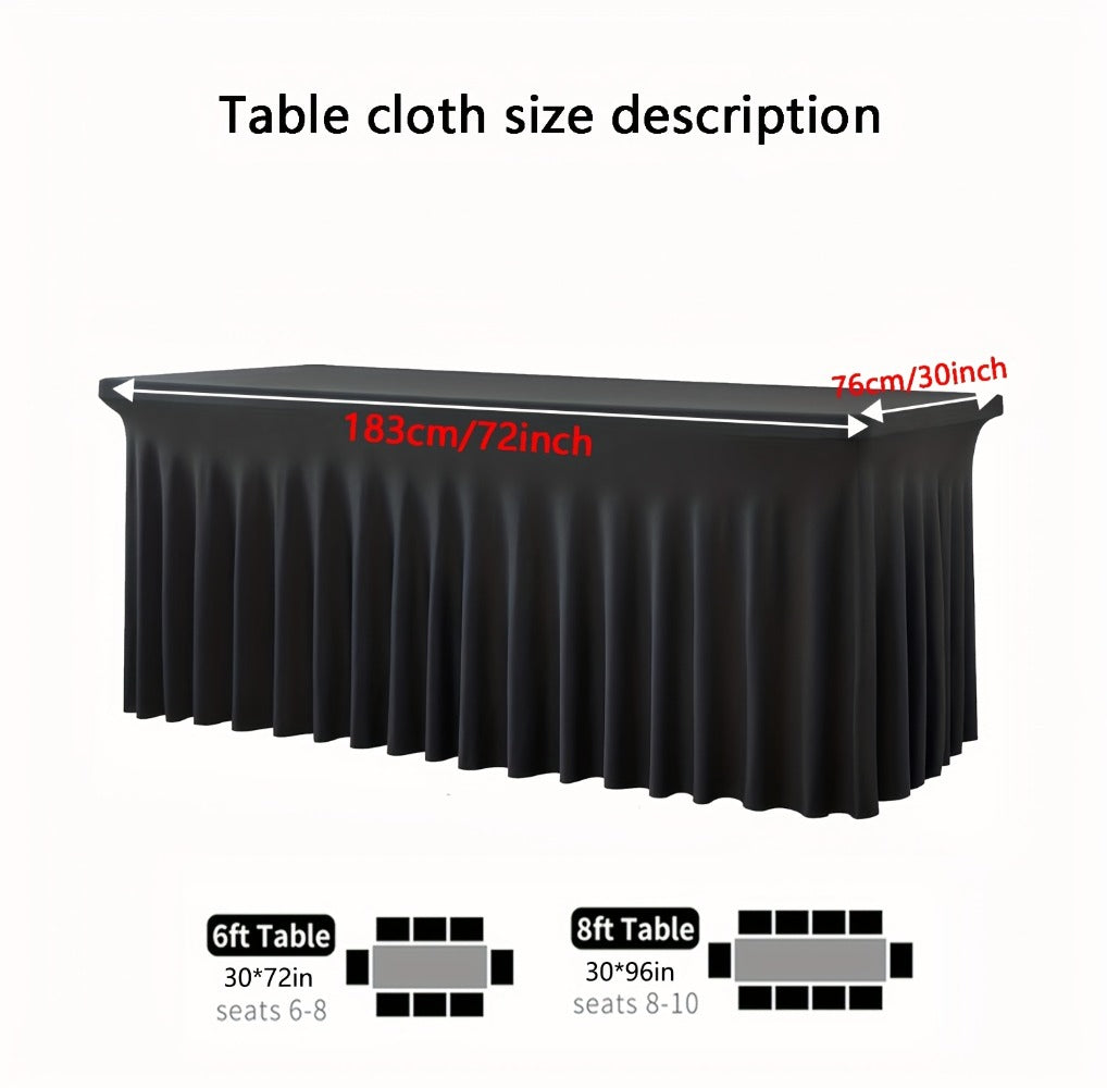 Tablecloth Pleated Skirt Fitted Cover 2-Pack for 6 or 8-Foot Rectangle Tables in Red Polyester Blend