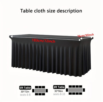 Tablecloth Pleated Skirt Fitted Cover 2-Pack for 6 or 8-Foot Rectangle Tables in Red Polyester Blend