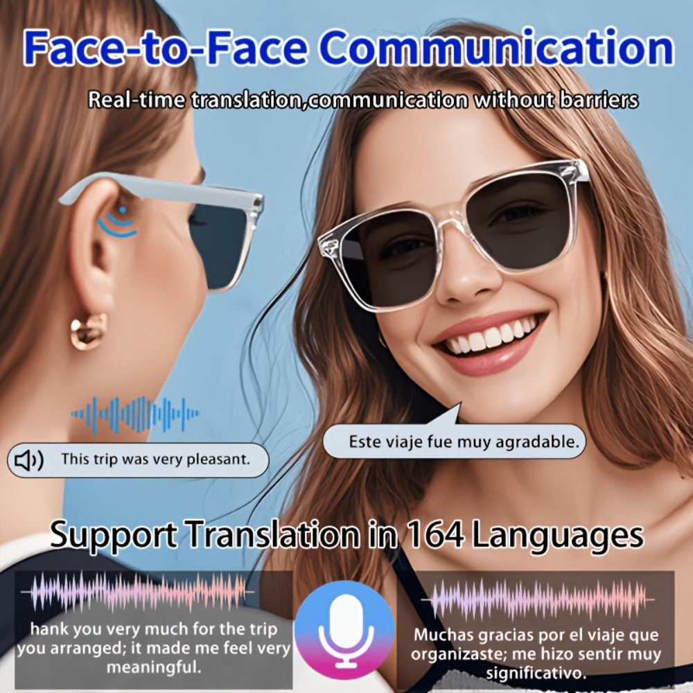 Smart Glasses Translation Eyewear with 160 Listed Languages, Open-Ear Audio and Four Frame Options