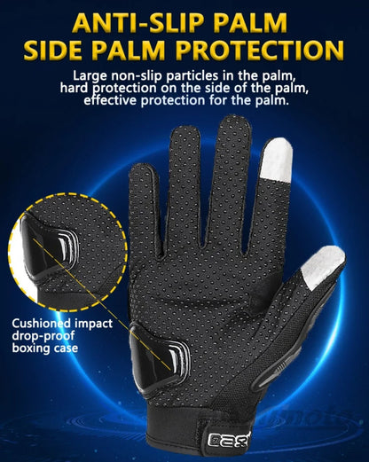 Motorcycle Gloves Full Finger Summer Breathable Touchscreen Hard Shell Protection Non-Slip Motocross Racing Gloves for Men Women, Black Red, M L XL