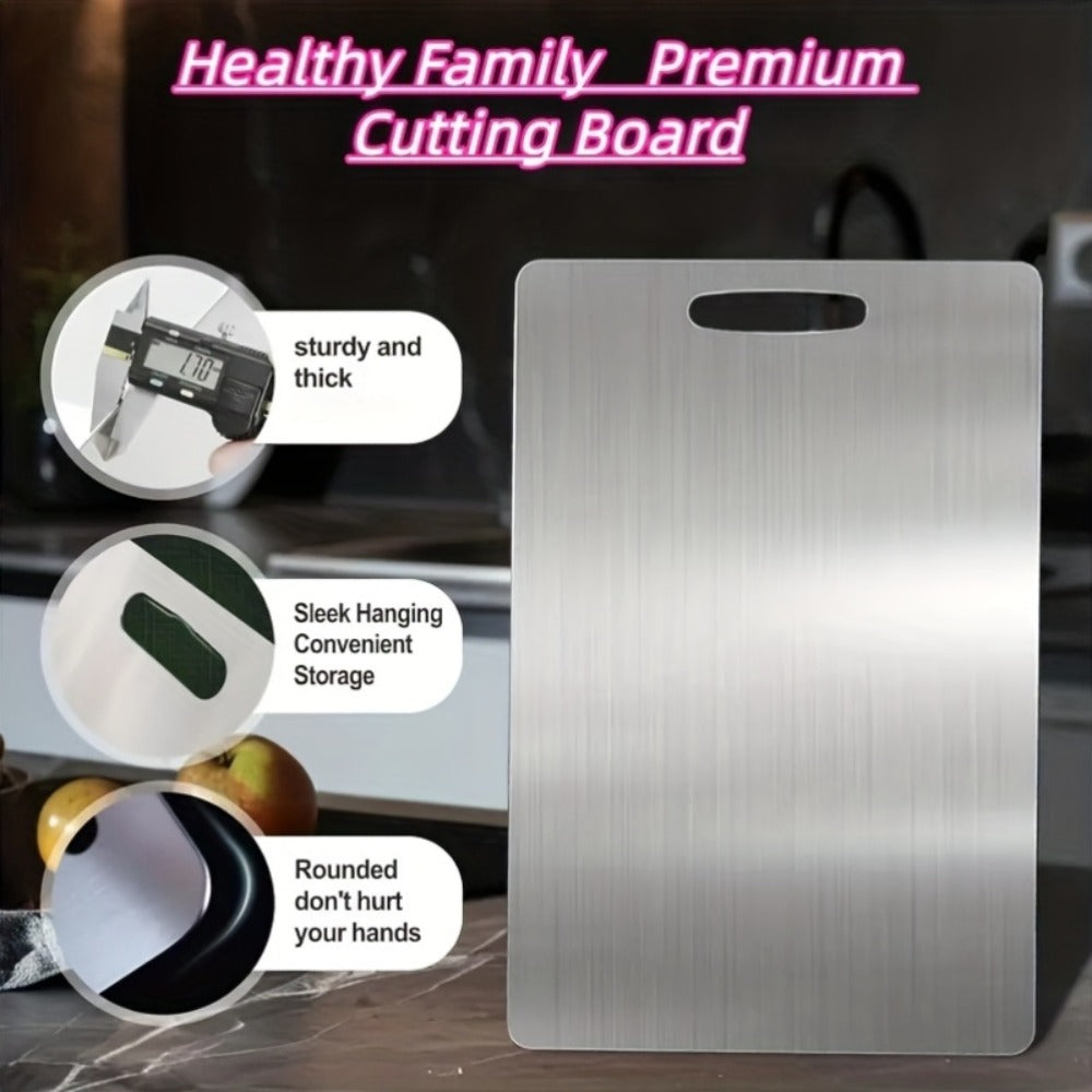 Titanium Cutting Board Set 3-Piece Pure Titanium Kitchen Cutting Boards Large Medium Small – Double-Sided Durable Metal Cutting Board, Antibacterial & Easy to Clean, Professional Kitchen Chopping Board