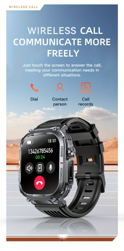 Smartwatch for Men 2.02 Inch with LED Flashlight, Wireless Calling and Activity Tracking for Outdoor Use