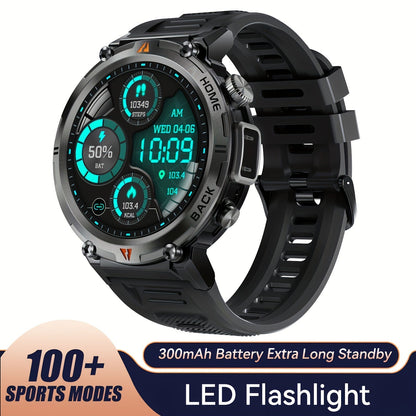 Smartwatch for Men 1.45 Inch Tactical Watch with LED Lighting and Bluetooth 5.2 Calling in Two Strap Styles