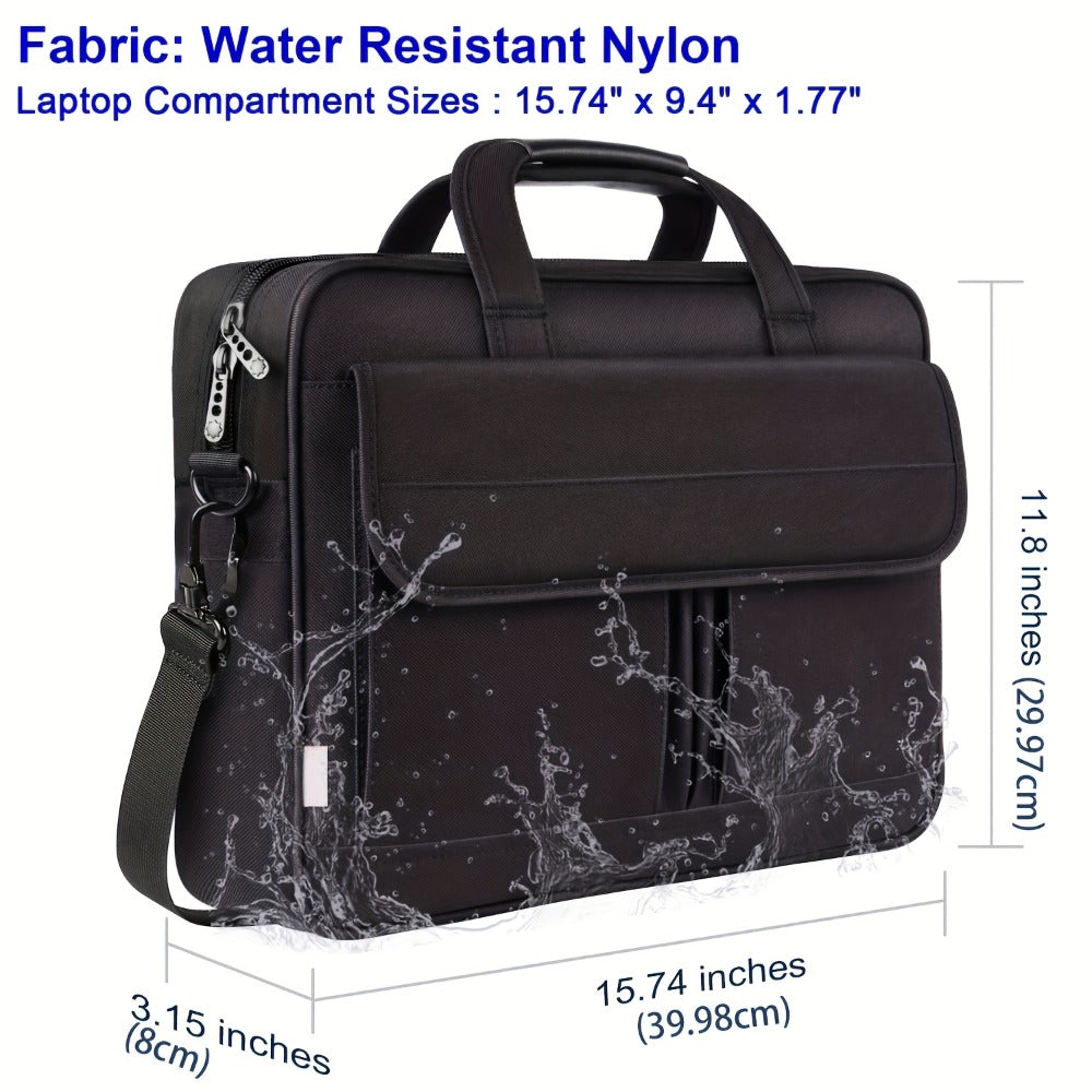 Laptop Bag 15.6-Inch Business Briefcase with Foam Sleeve, Luggage Strap & Multi-Pockets for Work & Travel