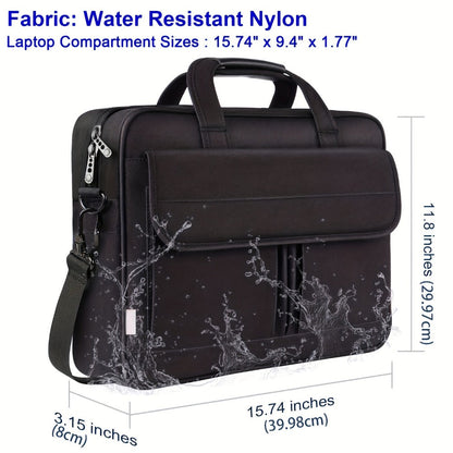 Laptop Bag 15.6-Inch Business Briefcase with Foam Sleeve, Luggage Strap & Multi-Pockets for Work & Travel