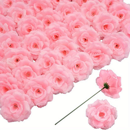 Artificial Roses with Stems 50pcs Silk Fake Flowers | 3 Inch Flower Head 6 Inch Stem Detachable DIY | Wedding Valentine's Day Home Decor Bouquet Arrangement in 6 Colors