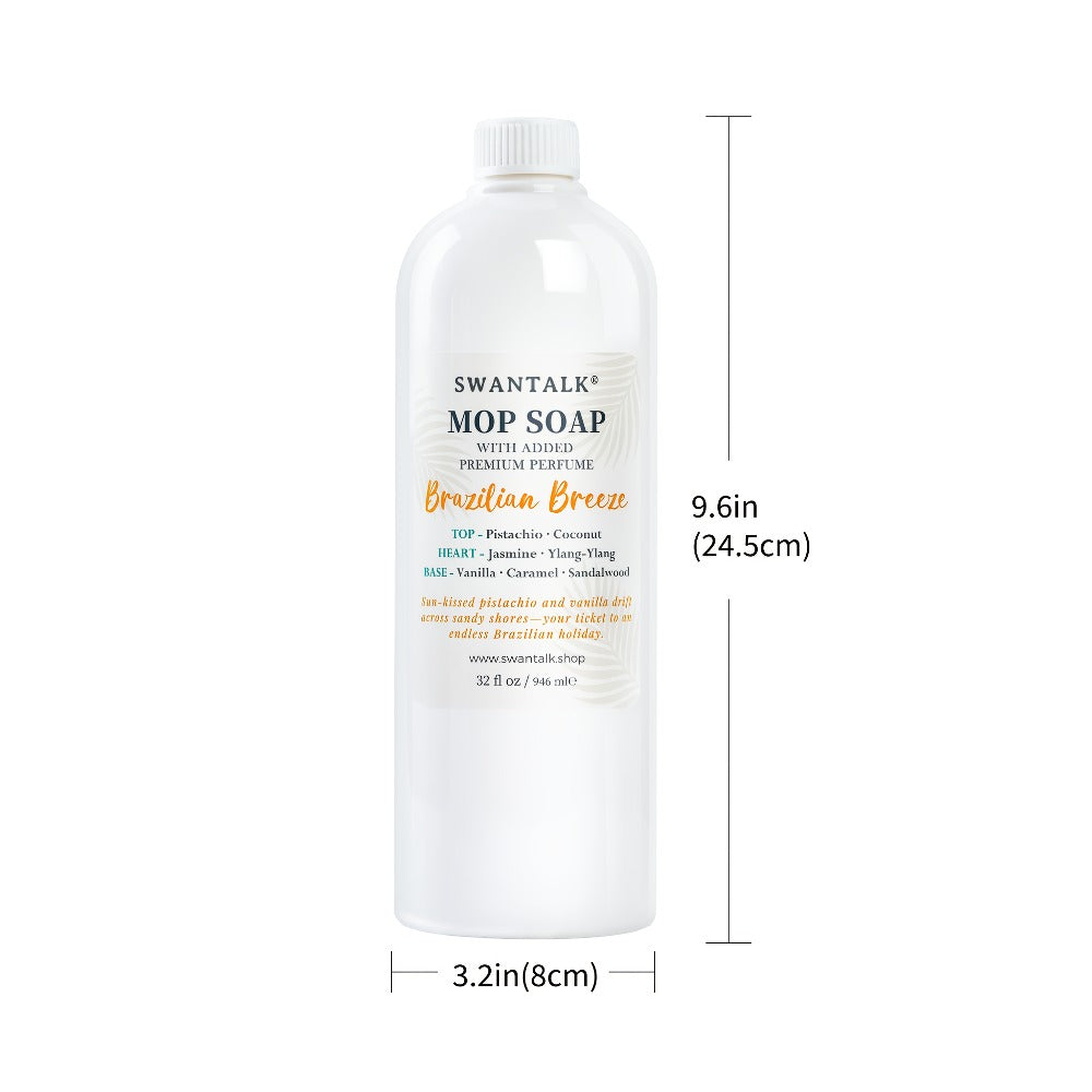 Concentrated Floor Cleaner 4X Formula 32 fl oz, SWANTALK Mop Soap Multi-Surface Streak-Free Floor Wash, Perfume-Inspired Deodorizing Cleaner, Pet Friendly – Brazilian Breeze, Island Coconut, Pacific Linen