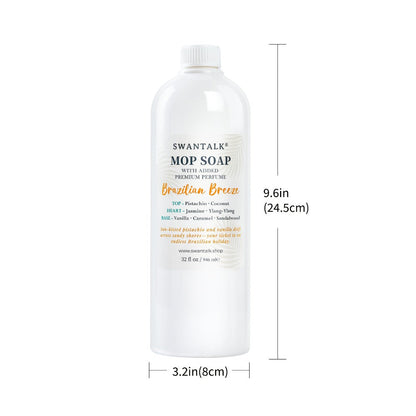 Concentrated Floor Cleaner 4X Formula 32 fl oz, SWANTALK Mop Soap Multi-Surface Streak-Free Floor Wash, Perfume-Inspired Deodorizing Cleaner, Pet Friendly – Brazilian Breeze, Island Coconut, Pacific Linen