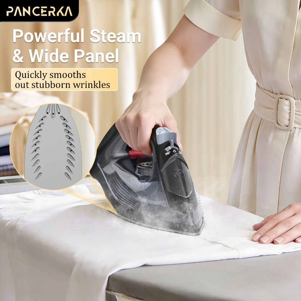 Black 1200W Steam Iron with Three Temperature Settings, Spray Button and Transparent Water Tank