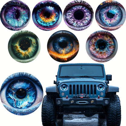 3D Beast Eye Headlight Stickers – Funny Car Headlight Decals for Jeep Round Headlights, Truck Body, Bumper & Window Decoration, Reusable PVC Glossy Stickers (1 or 2 Pairs)
